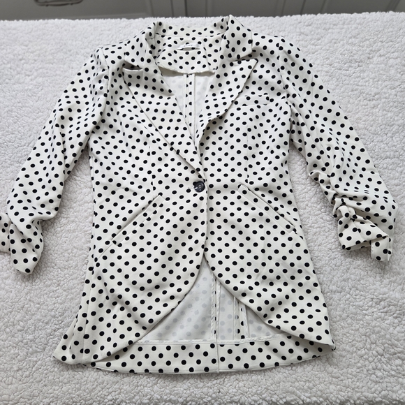 Esley Black and White Polka Dot Blazer - Picture 1 of 8